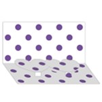 Polka Dots - Dark Lavender Violet on White Twin Heart Bottom 3D Greeting Card (8x4)