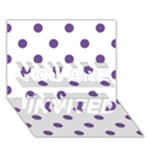 Polka Dots - Dark Lavender Violet on White YOU ARE INVITED 3D Greeting Card (7x5)