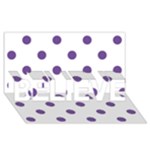 Polka Dots - Dark Lavender Violet on White BELIEVE 3D Greeting Card (8x4)