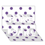 Polka Dots - Dark Lavender Violet on White TAKE CARE 3D Greeting Card (7x5)