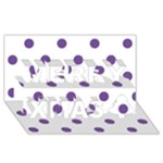 Polka Dots - Dark Lavender Violet on White Merry Xmas 3D Greeting Card (8x4)