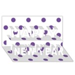 Polka Dots - Dark Lavender Violet on White Happy New Year 3D Greeting Card (8x4)