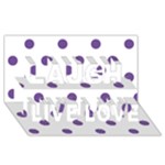 Polka Dots - Dark Lavender Violet on White Laugh Live Love 3D Greeting Card (8x4)