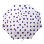 Polka Dots - Dark Lavender Violet on White Folding Umbrella