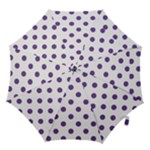 Polka Dots - Dark Lavender Violet on White Hook Handle Umbrella (Large)