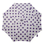 Polka Dots - Dark Lavender Violet on White Hook Handle Umbrella (Small)