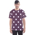 Polka Dots - White on Eggplant Violet Men s Sport Mesh Tee