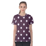 Polka Dots - White on Eggplant Violet Women s Cotton Tee
