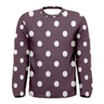 Polka Dots - White on Eggplant Violet Men s Long Sleeve T-shirt