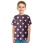Polka Dots - White on Eggplant Violet Kid s Sport Mesh Tee