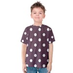 Polka Dots - White on Eggplant Violet Kid s Cotton Tee