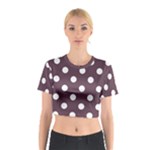 Polka Dots - White on Eggplant Violet Cotton Crop Top