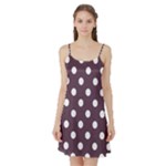 Polka Dots - White on Eggplant Violet Satin Night Slip
