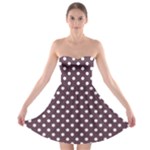 Polka Dots - White on Eggplant Violet Strapless Bra Top Dress