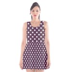 Polka Dots - White on Eggplant Violet Scoop Neck Skater Dress