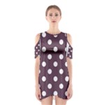 Polka Dots - White on Eggplant Violet Women s Cutout Shoulder Dress