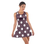 Polka Dots - White on Eggplant Violet Cotton Racerback Dress