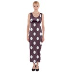 Polka Dots - White on Eggplant Violet Fitted Maxi Dress