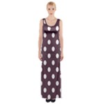 Polka Dots - White on Eggplant Violet Maxi Thigh Split Dress