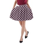 Polka Dots - White on Eggplant Violet A-Line Pocket Skirt