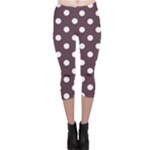 Polka Dots - White on Eggplant Violet Capri Leggings