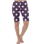 Polka Dots - White on Eggplant Violet Cropped Leggings