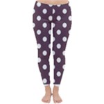 Polka Dots - White on Eggplant Violet Winter Leggings