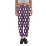Polka Dots - White on Eggplant Violet Women s Jogger Sweatpants