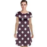 Polka Dots - White on Eggplant Violet Cap Sleeve Nightdress