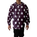 Polka Dots - White on Eggplant Violet Hooded Wind Breaker (Kids)