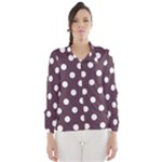 Polka Dots - White on Eggplant Violet Wind Breaker (Women)
