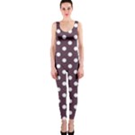 Polka Dots - White on Eggplant Violet OnePiece Catsuit