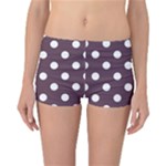 Polka Dots - White on Eggplant Violet Reversible Boyleg Bikini Bottoms
