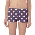 Polka Dots - White on Eggplant Violet Boyleg Bikini Bottoms
