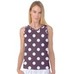 Polka Dots - White on Eggplant Violet Women s Basketball Tank Top