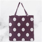 Polka Dots - White on Eggplant Violet Grocery Tote Bag