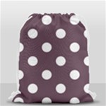Polka Dots - White on Eggplant Violet Drawstring Bag (Small)