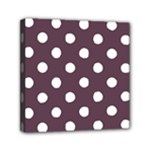Polka Dots - White on Eggplant Violet Mini Canvas 6  x 6  (Stretched)