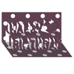 Polka Dots - White on Eggplant Violet Happy Birthday 3D Greeting Card (8x4)