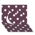 Polka Dots - White on Eggplant Violet Heart 3D Greeting Card (7x5)