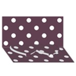 Polka Dots - White on Eggplant Violet Twin Heart Bottom 3D Greeting Card (8x4)