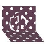 Polka Dots - White on Eggplant Violet Peace Sign 3D Greeting Card (7x5)