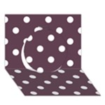 Polka Dots - White on Eggplant Violet Circle 3D Greeting Card (7x5)