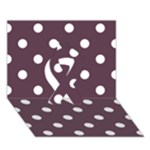 Polka Dots - White on Eggplant Violet Ribbon 3D Greeting Card (7x5)
