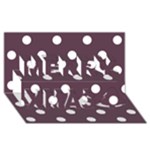 Polka Dots - White on Eggplant Violet Merry Xmas 3D Greeting Card (8x4)