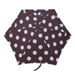 Polka Dots - White on Eggplant Violet Mini Umbrella