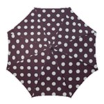 Polka Dots - White on Eggplant Violet Golf Umbrella