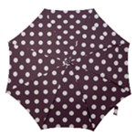 Polka Dots - White on Eggplant Violet Hook Handle Umbrella (Small)