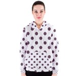 Polka Dots - Eggplant Violet on White Women s Zipper Hoodie