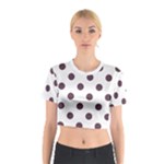 Polka Dots - Eggplant Violet on White Cotton Crop Top